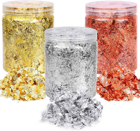 45 Grams Gold Foil Flakes for Resin Jewelry Making, Paxcoo Gold Foil Flakes Metallic Leaf for Nails, Painting, Crafts, Slime and Resin Jewelry Mak...