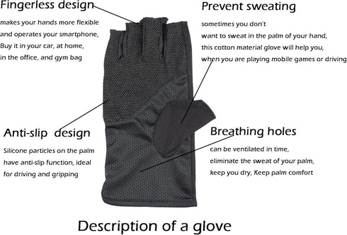 Mens Sunblock Fingerless Gloves Summer UV Protection Driving Cotton Gloves...