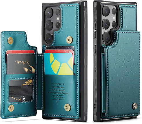 for Samsung Galaxy S24 Ultra Case with Card Holder, for Samsung S24 Ultra Wallet Case for Women Men with RFID Blocking, Durable Kickstand Shockpro...