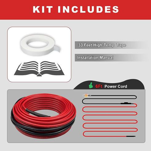 MAXKOSKO Pipe Heat Cable for Water Pipe Freeze Protection, Constant Wattage Heat Tape with Thermostat for Metal And Plastic Home Supply Pipes, Ele...
