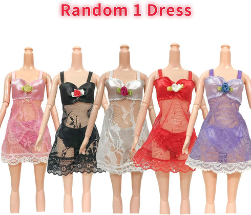 13 Pcs Doll Clothes and Accessories for 11.5 Inch Girl Dolls Outfit Including 4 Dresses,2 Tops,2 Pants, A Pair of Pajamas,A Blue Coat,A White Tank...
