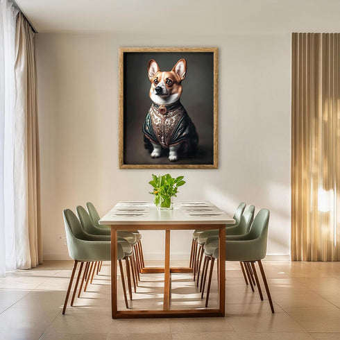 Posterizer 1 pcs-whimsical royal portrait of corgi dog in clothes 1-Art for Animal Lovers-Comedy Art-Decorations for Bedroom, Office, Living Room ...