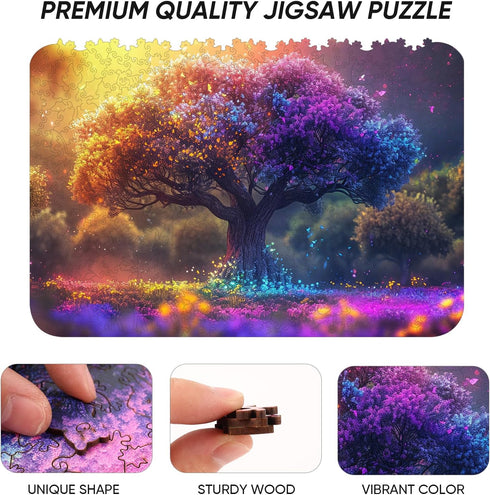Wooden Puzzles for Adults,Tree of Life Wooden jigsaw puzzles 200pcs,8.3x12in,Medium,Unique Shape adult Puzzles,Irregular Wood Puzzles Creative Gif...