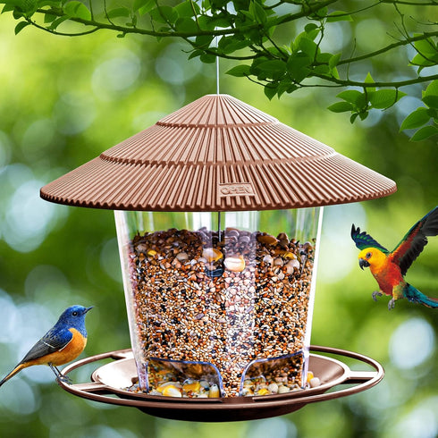 Hanging Bird Feeder Squirrel Proof for Outdoor Wild Bird Seed, Brown...