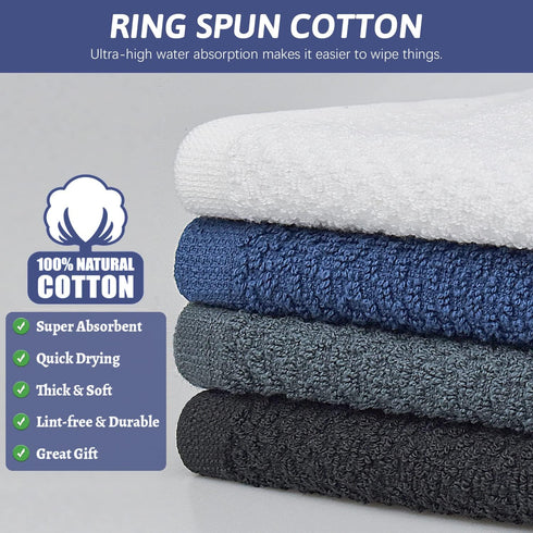 Nialnant Cotton Terry Kitchen Towels,12 x 12 Inches Dish Cloths Set of 8,Super Soft and Absorbent Dish Rags for Cleaning - Navy Blue Plaid...