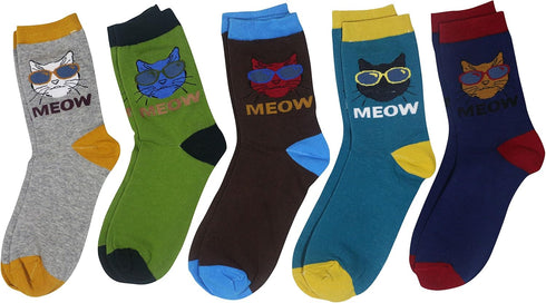 Men's 5 Packs Fun Crazy Animal Cotton Casual Crew Socks...