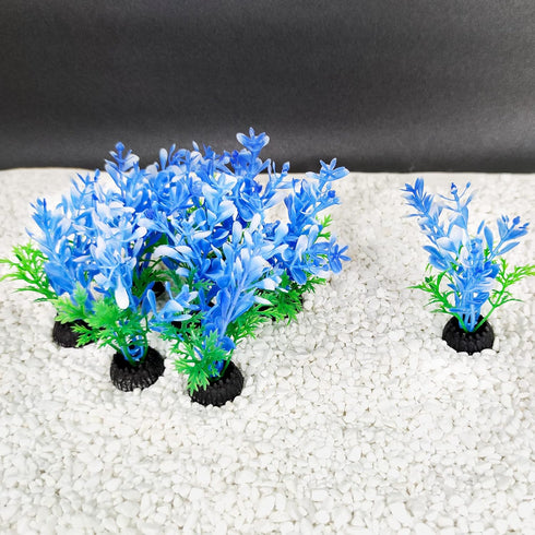 Aquarium Fish Tank Decorations 8 PCS Small Blue Tree Artificial Plastic Fish Tank Plants Ornaments Safe for Betta Fish...