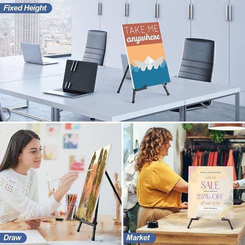Display Black Tabletop Easel Stand - 13" Artist Instant Tripod Collapsible Portable Table Easel - Adjustable Art Poster Easy Folding Metal Stand f...