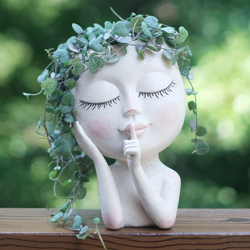 SnugMaker Face Planter Pots Head Planter, Succulent Planters, Face Flower Pot Head Planter for Indoor Outdoor Plants with Drainage Hole Closed Eye...