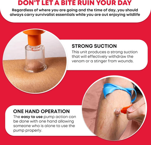 Ever Ready First Aid Snake Bite Venom Extractor Kit Latex Free...