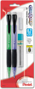 Pentel Champ Automatic Pencil with Lead and 2 Erasers, 0.7mm, Assorted Barrels, 2 Pack (AL17LEBP2)...