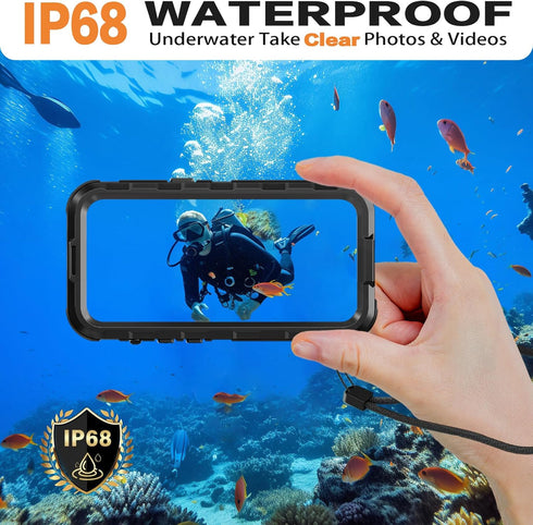 iPhone 15 Pro Max Waterproof Case Compatible with MagSafe, Metal Heavy Duty IP68 Underwater Built-in Screen Protector, Military Grade Shockproof R...