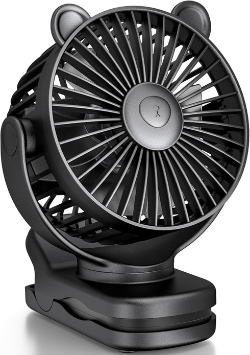 Portable Clip on Fan, Small Desk Fan Battery Operated, 360° Rotation, Cute Design, 3 Speed, Mini Table Fan USB Rechargeable, Personal Cooling Baby...