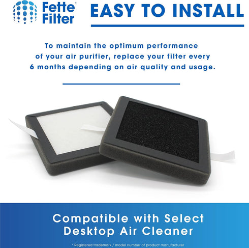 Fette Filter - True HEPA Air Purifier Filters with Activated Carbon Filters Compatible for Potulas Compact Desktop Air Purifier - Pack of 4...