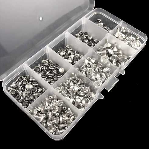 230 Sets Cz White Clear Crystal Rivets Rapid Rhinestone Silver Color Stud Rivets fit for DIY Leather-Craft and Garment (Mixed 03)...