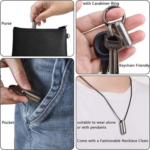 TISUR Titanium Pill Case with 28'' Necklace Chain,Micro Keychain Pill Holder.Waterproof Pill Fob for Emergency Aspirin & Nitroglycerin for Travel ...