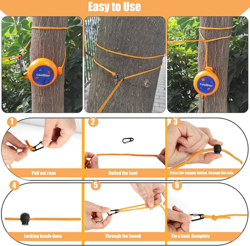 Portable Travel Clothesline Cord, Caudblor Adjustable 33ft Camping Clothes line, Laundry Drying Rope for Hotel Trip, Cruise, Outdoor/Indoor, with ...