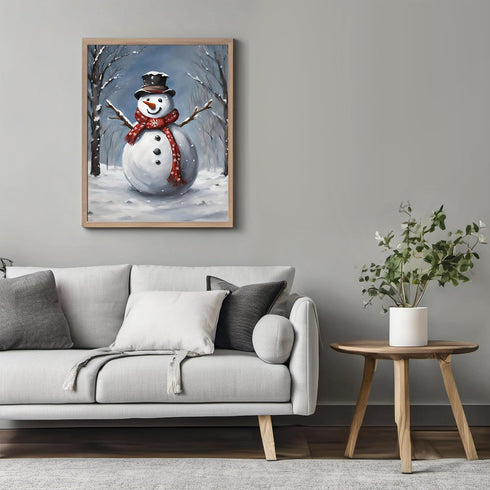 Posterizer 1 pcs-cute snowman in snowy wintery nature 9-Holiday Poster Collection-Landscape & Nature Art-Living Room Bedroom Decor- unframed wall ...