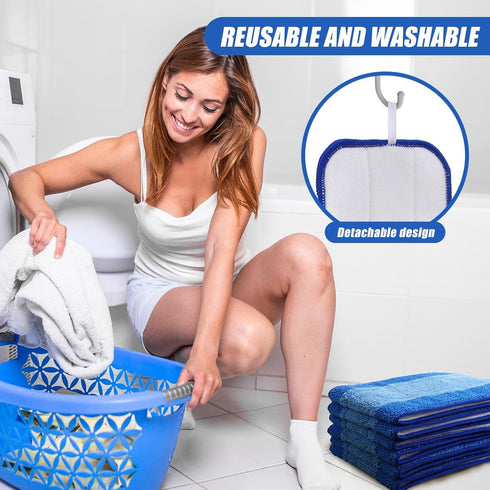 4 Pieces Microfiber Cleaning Pads Compatible with Bona Mop Reusable 18 Inch Mop Replacement Pads Washable Microfiber Mop Pads Refills Replacement ...