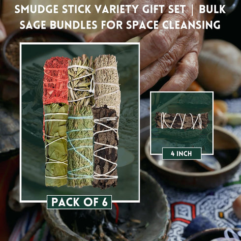 SOUL STICKS Smudge Stick Variety Gift Set | Bulk Sage Bundles for Space Cleansing | Smudging Wand Gift Set with Smudge Guide (Essential Sage, 6 Pa...