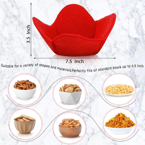 8 Pieces Bowl Holders Microwave Safe Bowl Pot Holder for Hot Soup, Food, Meals (Red, Grey)...