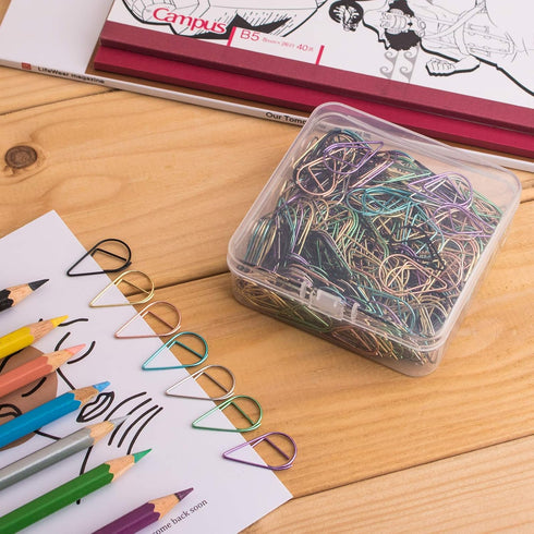 300 Pieces Multicolor Cute Paper Clips, Smooth Stainless Steel Drop-Shaped Colorful Wire Small Paperclips for Office Supplies Girls Kids School St...
