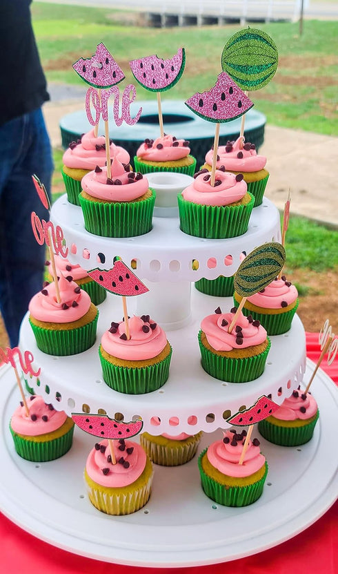 JeVenis 25 PCS Watermelon Cupcake Topper One in a Melon Cupcake Topper One in a Melon Party Decoration Watermelon Party Supplies...