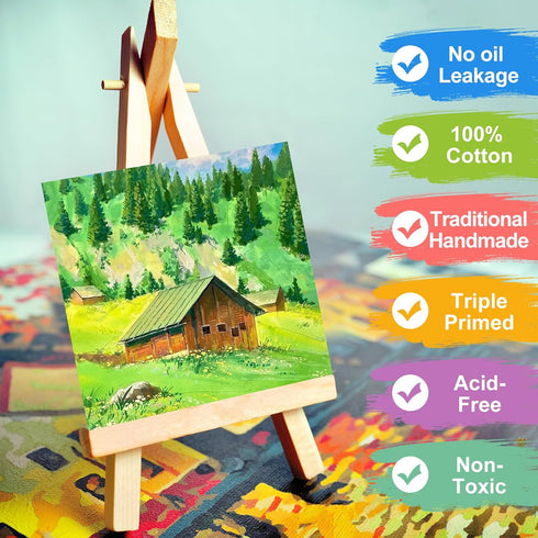 ESRICH Canvas Boards for Painting, 16 Pack Canvases for Painting 5x5 100% Cotton Small Paint Canvas Primed Acid Free Mini Blank Canvas Panels for ...