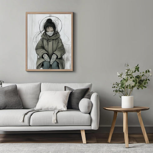 Posterizer 1 pcs-cute anime girl in winter with a mask and mittens -1-Kids Room Art Gift for Girls, Boys, Teens decor for Girls, Teens Bedroom- un...