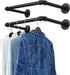 OROPY Industrial Pipe Clothes Rack 21.2” Set of 2, Heavy Duty Wall Mounted Black Iron Garment Bar, Multi-Purpose Clothing Hanging Rod for Laundry ...
