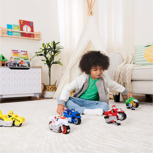 Paw Patrol, Moto Pups Rubble’s Deluxe Pull Back Motorcycle Vehicle with Wheelie Feature and Toy Figure...