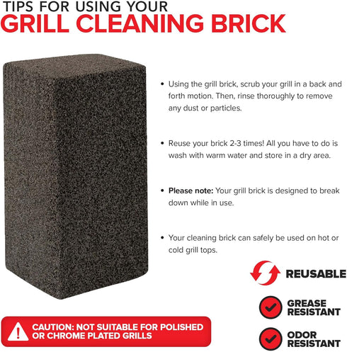 Stock Your Home Grill Cleaning Brick, Griddle Block Cleaner, Heavy Duty Pumice Stone for BBQ Flat Top, Scrubbing Tools/Bricks, (1 Pack)...