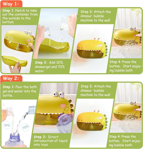 Grechi Dinosaur Bath Toys,Baby Bath Toys for The Baby Bathtub,Toddler Bath Toys Automatic Bubble Machine,Plays 12 Children’s Songs,Bath Toy Makes ...