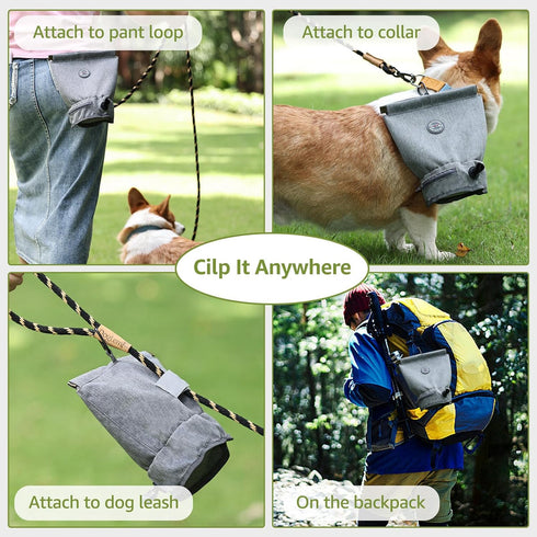 Dog Poop Bag Holder,Dog Walking Bag with Poop Bag Dispenser,Reusable Smell Proof Dog Waste Bag,Pet Poop Pouch with Magnetic Closure,Portable Dog A...