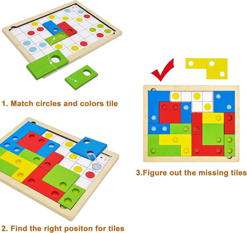 16 Wooden Tiles Matching Board Game, Easy Puzzle Memory Game for Seniors, Large Cognitive Crafts Gifts for Elderly Women, Dementia Activities for ...