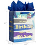 13" Large Happy Birthday Gift Bag with Card and Tissue Paper (Blue)...