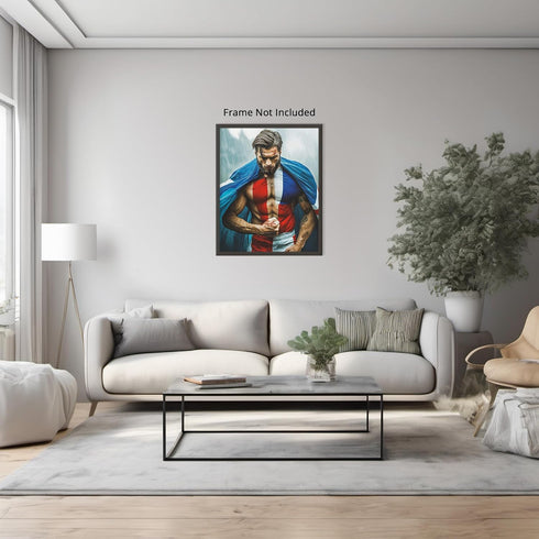 Posterizer 1 pcs-abstract football / soccer suoer hero with flag costume-Sports & Hobby Art Gifts for sports fans Decor for Home & Office- unframe...