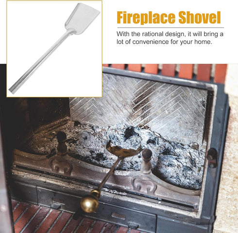 Veemoon Fireplace Ash Shovel Iron Gardening Shovel Barbecue Carbon Shovel Slag Shovel Long Handle Coal Shovel Stove Fire Cleaning Scoop Dust Pan S...