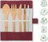 Bamboo Cutlery Set | Bamboo Silverware Set | Knife, Fork, Spoon, Straw| | Bamboo Flatware Set | Bamboo Utensils in Pouch | Wooden Eating Utensils ...