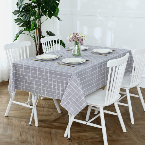 Romanstile Rectangle Plastic Tablecloth, 100% Waterproof Oil-Proof Checkered PVC Table Cloths, Heavy Duty Vinyl Table Covers for Dining, Camping, ...