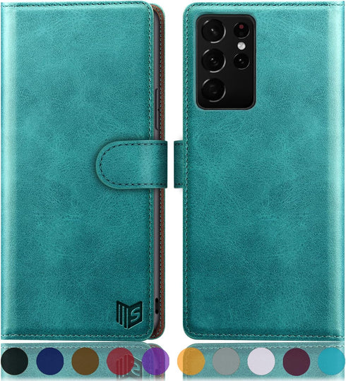 SUANPOT for Samsung Galaxy S21 Ultra 6.8" with RFID Blocking Leather Wallet case Credit Card Holder,Flip Folio Book Phone case Shockproof Cover Wo...