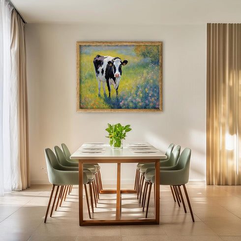 Posterizer 1 pcs- black and white cow in nature-Art for Animal Lovers-Landscape & Nature Art- Living Room Bedroom Decor- unframed wall art...