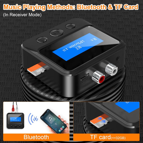 Bluetooth Transmitter Receiver for TV, Bluetooth Receiver for Home Stereo with RCA 3.5mm AUX & Display, Music Audio Adapter for Headphones/Speaker...