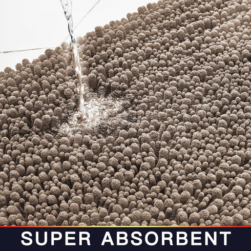 Walensee Bathroom Rug Non Slip Bath Mat (32x20 Inch Taupe) Water Absorbent Super Soft Shaggy Chenille Machine Washable Dry Extra Thick Perfect Abs...