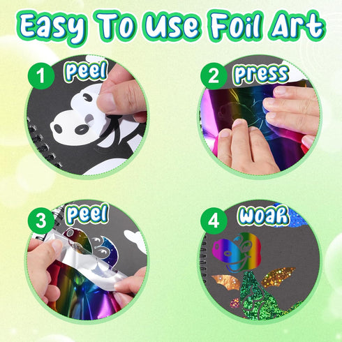 Art & Craft Activity,Foil Fun Dinosaur DIY Art Kits,No Mess Creative Foil Art Kits Set Drawing Game for Kids,Birthday Gifts Crafts Supplies Kits T...