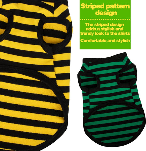 Dog Striped Shirt Happy Color Cotton Sleeveless Puppy Dog Shirts Breathable Pet Apparel Tank Top Colorful Puppy Sweatshirt Dog Clothes for Small M...