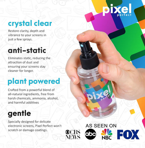 Pixel Perfect | 4.2oz | Screen Cleaner Kit, for TV, Laptops, Computers, Monitors, Phones, Tablets | 120ml Cleaning Kit, Premium Natural Spray......