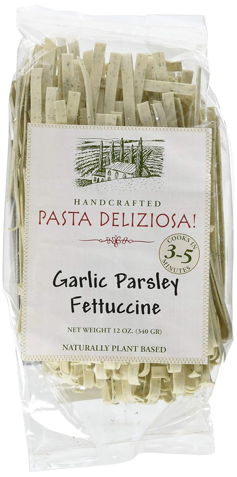 Pasta Deliziosa! Handcrafted Pasta, Garlic Parsley Fettuccine, 12 Ounce...