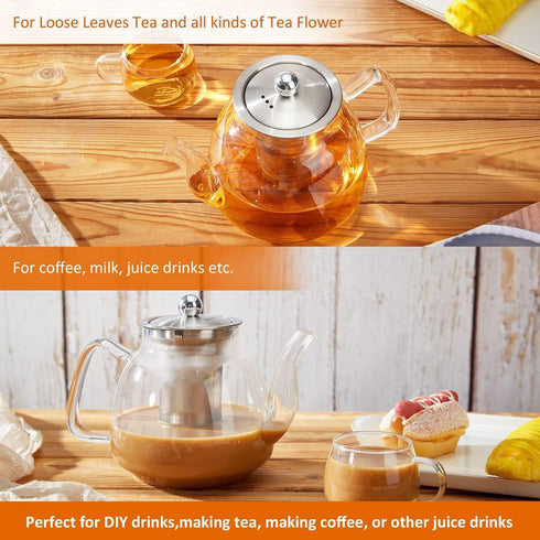 42oz/1250ml Glass Tea Kettle?Glass Teapot with Removable Stainless Steel Infuser, for Blooming and Loose Leaf Tea, Stovetop & Microwave Safe Tea P...