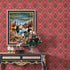 Y9151 Luxury Damask Wallpaper Peel and Stick 17.7in x 9.8ft Red Self Adhesive Removable Contact Paper Damask Furniture Decor Paper Vinyl Film Home...